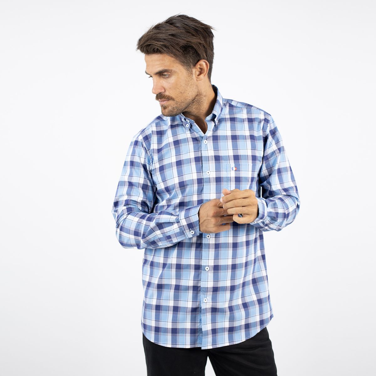 PIERRE CARDIN - CAMISA ML ETQ AZUL PC-61623CAA