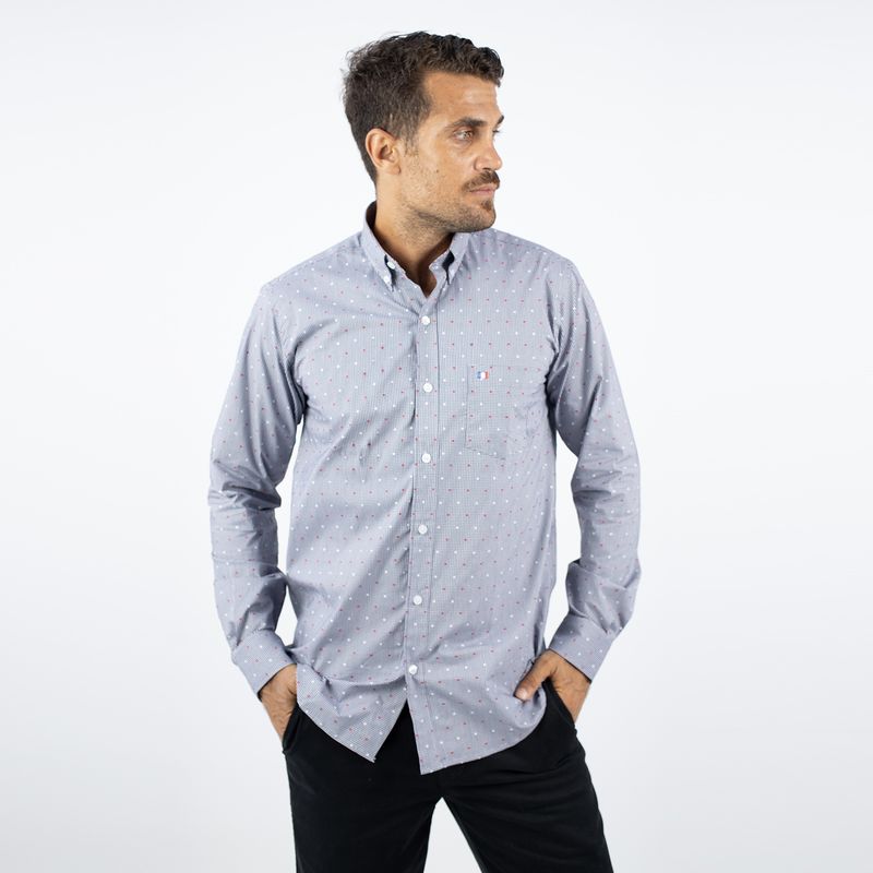 PIERRE CARDIN - CAMISA ML ETQ AZUL PC-61695CAA