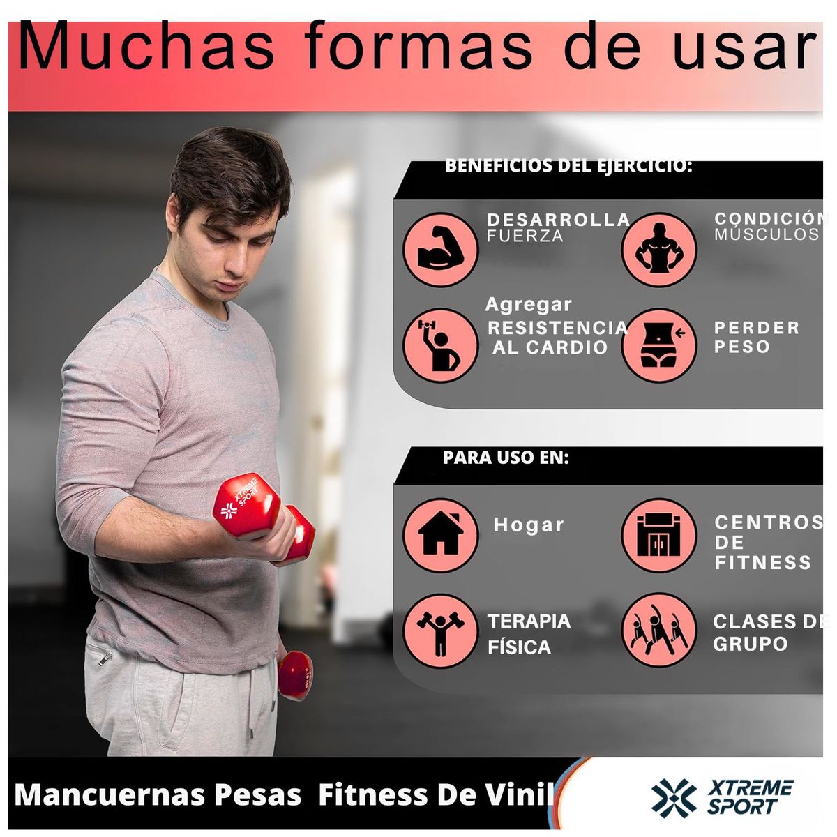 Xtreme Sport - Mancuernas Xtreme Sport Pesas De 0.5 kg Fitness De Vinil X2