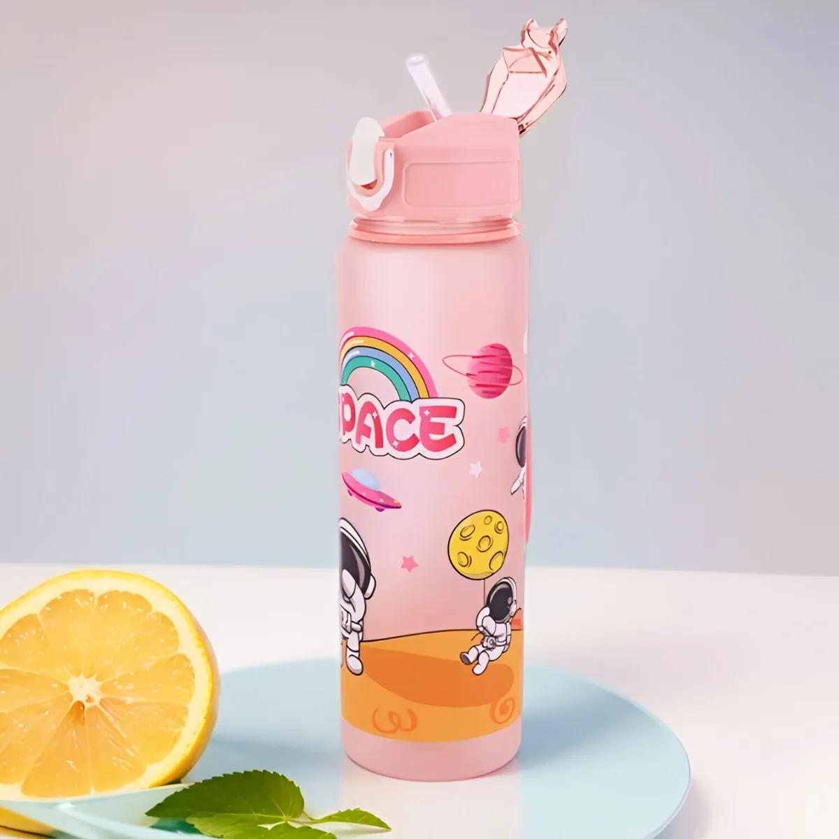 ELMEJORPRECIO - Tomatodo Portátil Diseño Astronauta Space con Sorbete Rosa 650 ml