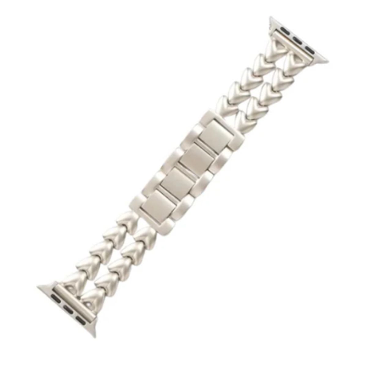 GENERICO - Correa Acero Brillante Doble Corazón Para Apple Watch 40mm - PLATA