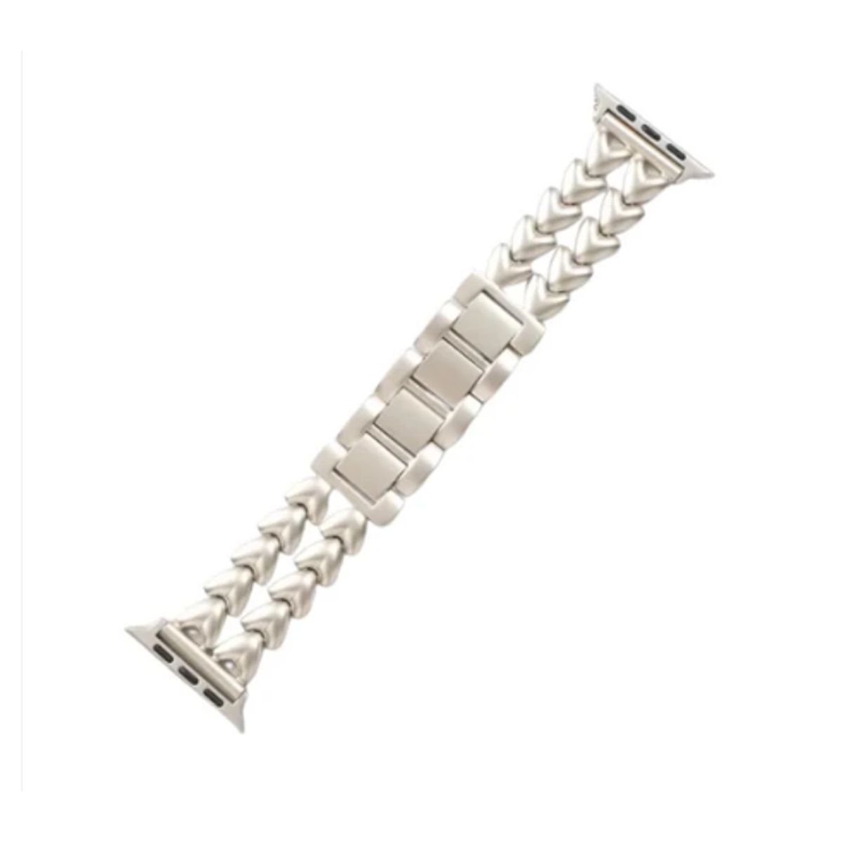 GENERICO - Correa Acero Brillante Doble Corazón Para Apple Watch 40mm - PLATA