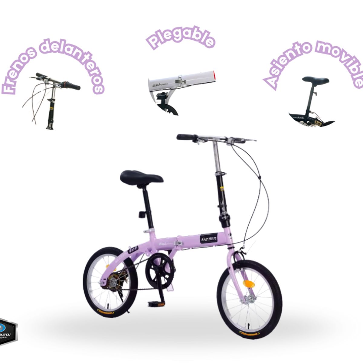 GENERICO - Bicicleta Urbana Plegable LILA ARO 20