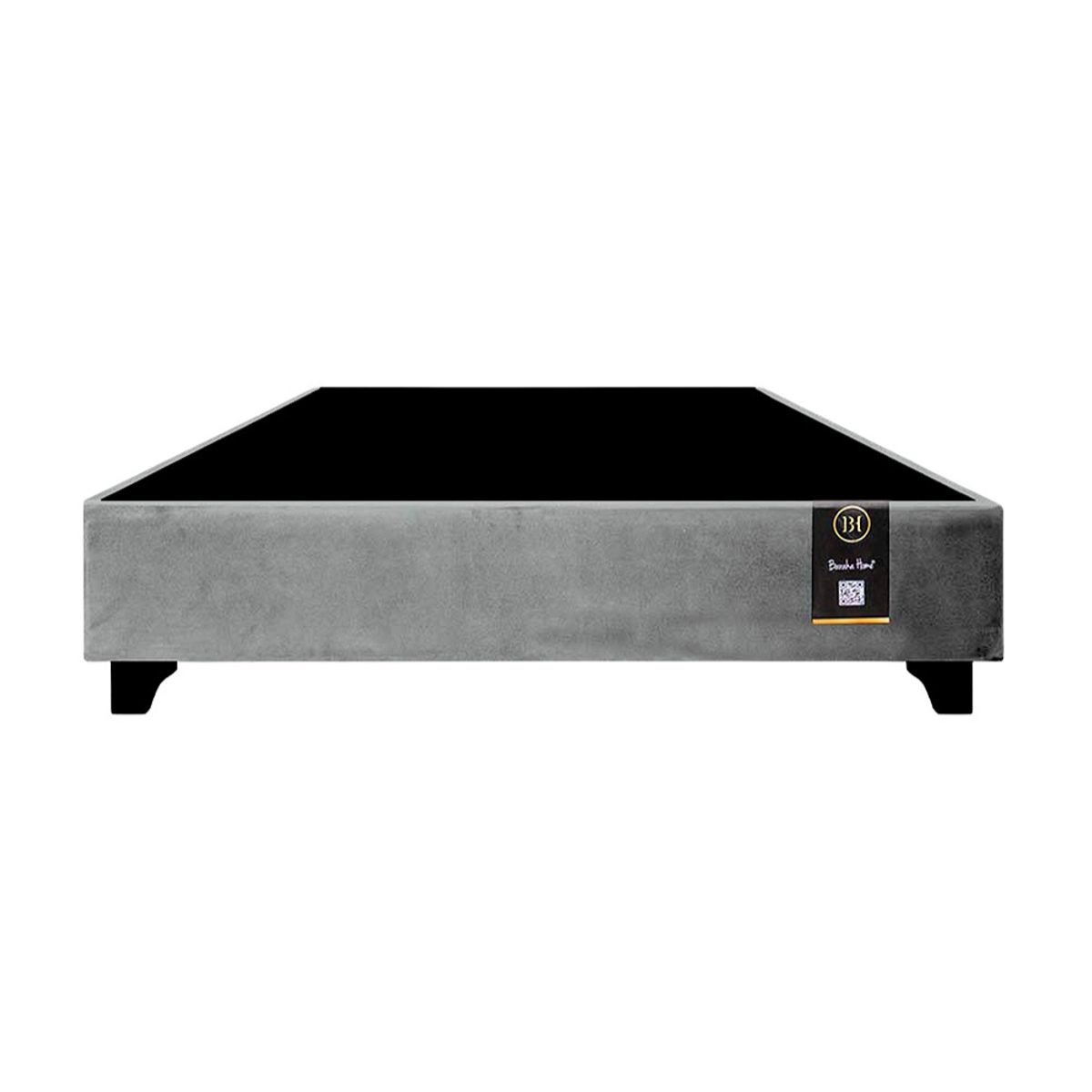 BARAKA HOME - Base de Cama Luton + Cojin de Respaldo Bitola Queen - Gris claro