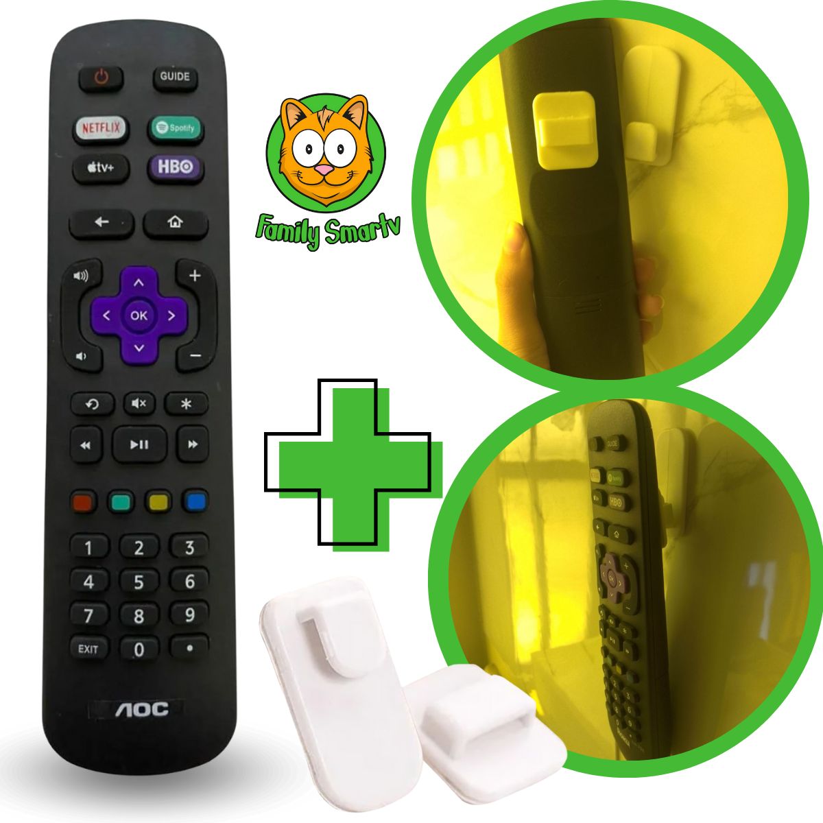 GENERICO - Control Remoto Aoc Roku Smart Tv + Soporte