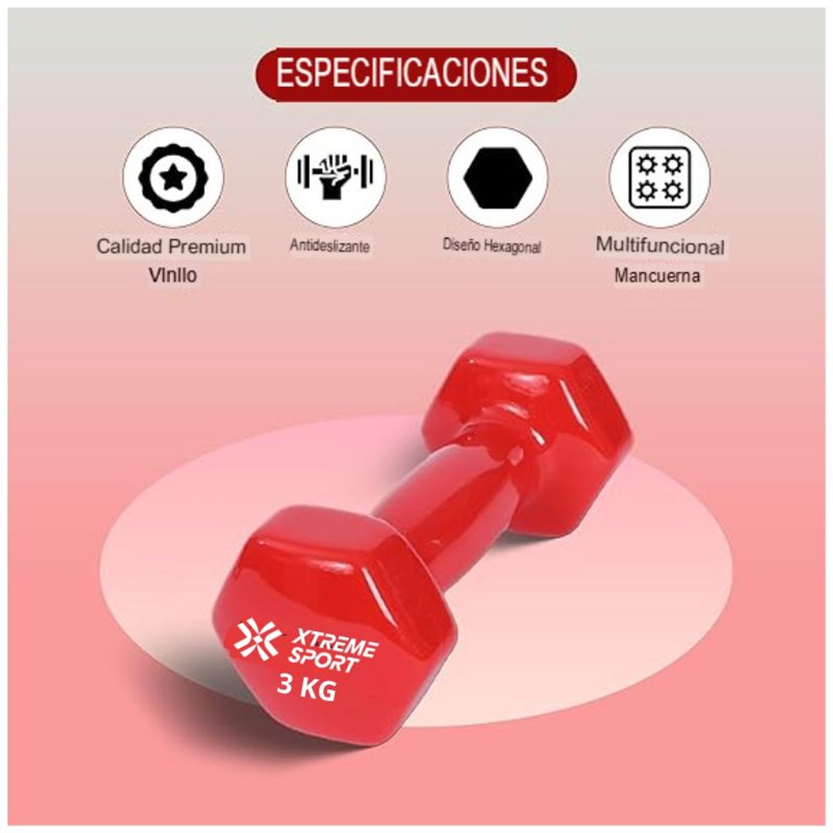 Xtreme Sport - Mancuernas Xtreme Sport Pesas De 3 kg Fitness De Vinil X2