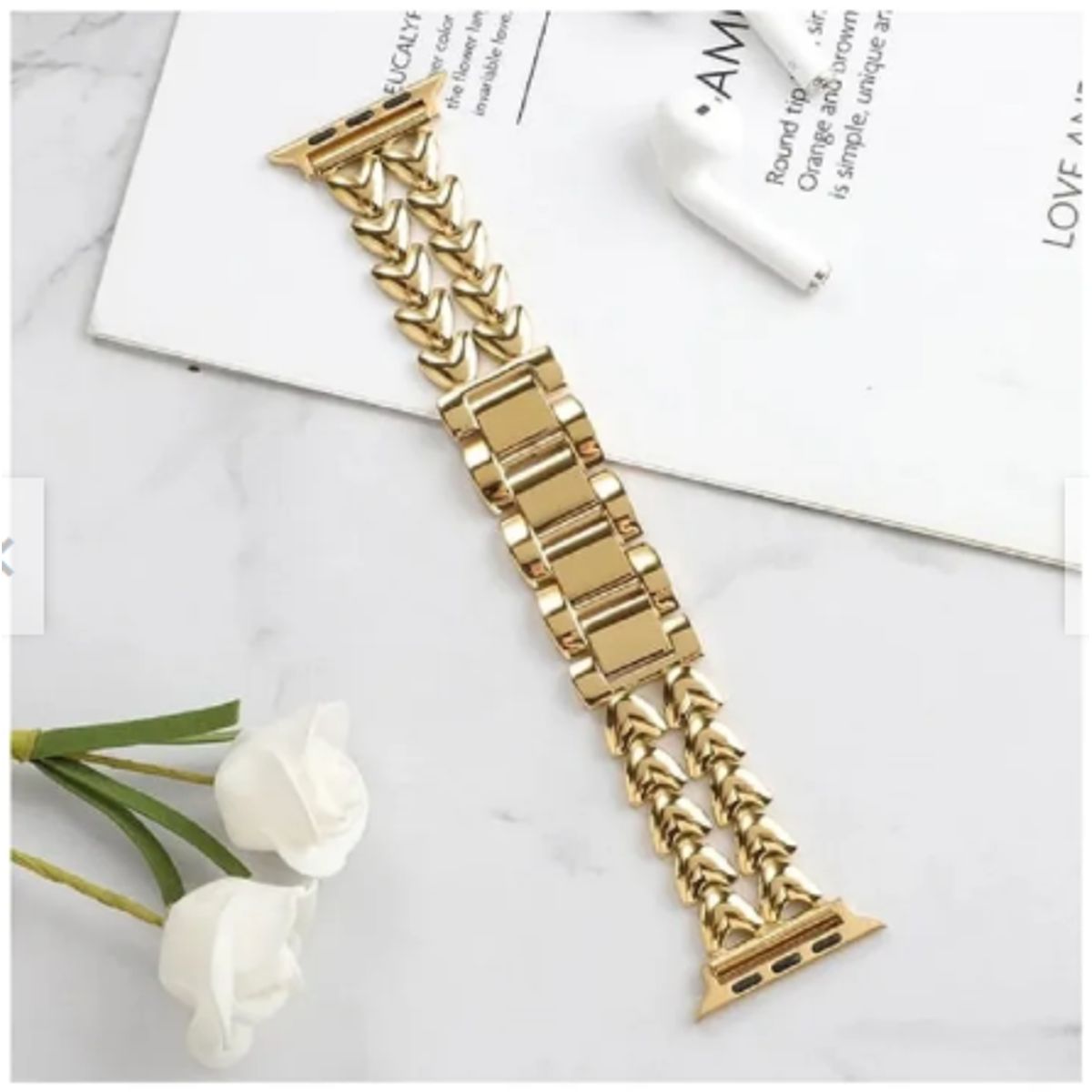 GENERICO - Correa Acero Brillante Doble Corazón Para Apple Watch 40mm - DORADO