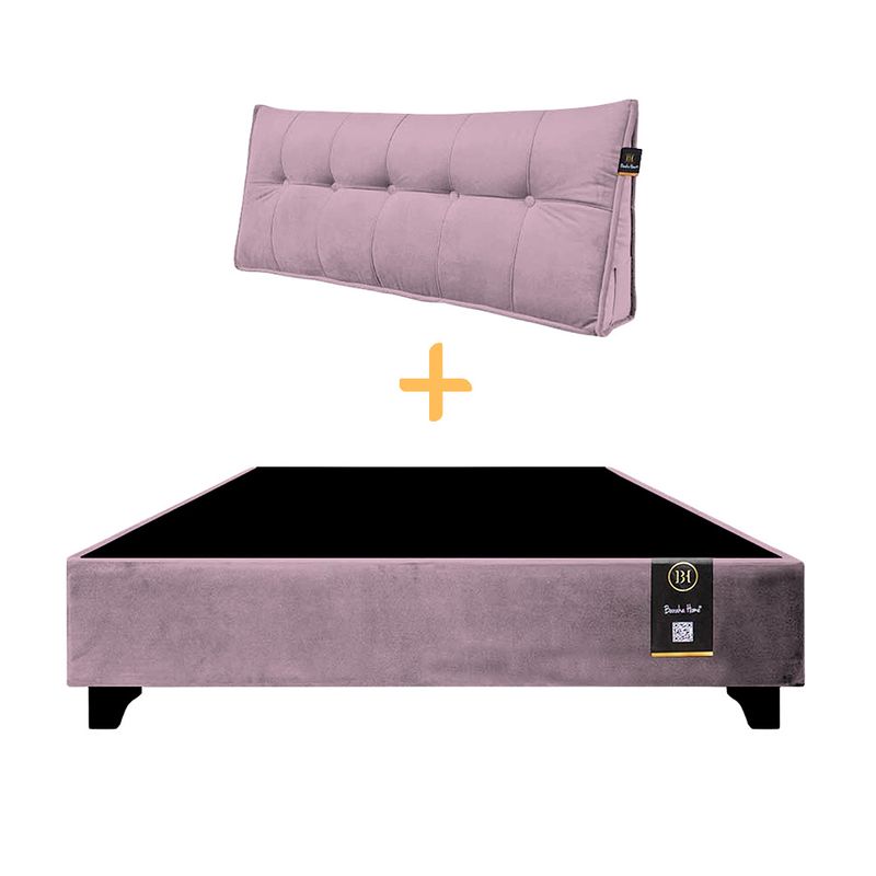 BARAKA HOME - Base de Cama Luton + Cojin de Respaldo Bitola King - Rosado
