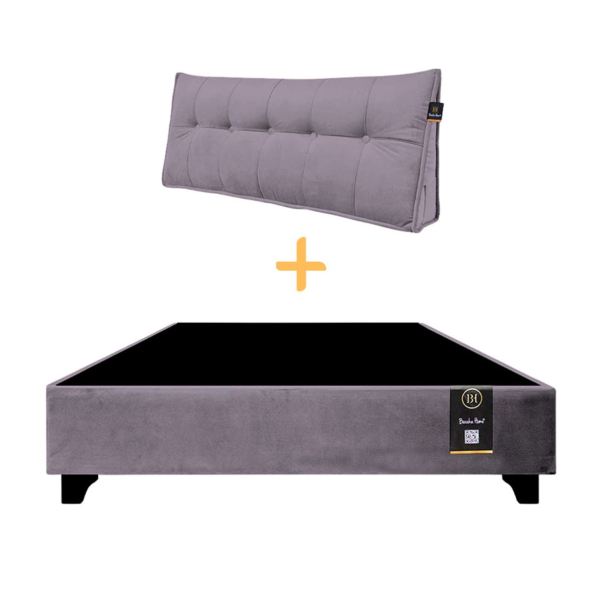 BARAKA HOME - Base de Cama Luton + Cojin de Respaldo Bitola King - Lila