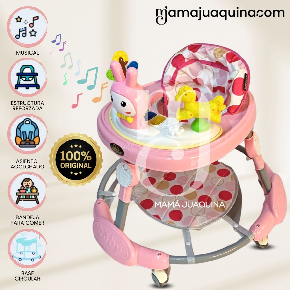 Baby - Andador Musical Plegable «BUNNY KAWAII PRO» de Lujo Pink