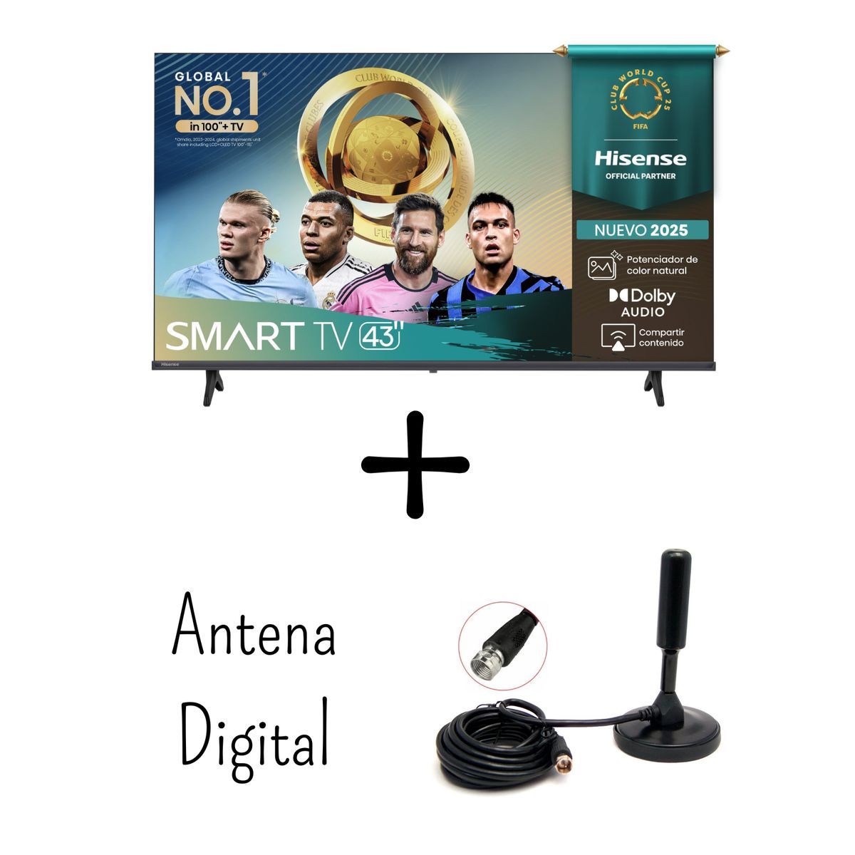 HISENSE - Televisor Hisense 43 Pulgadas FHD VIDAA 43A4NV + Antena Digital (Modelo 2025)