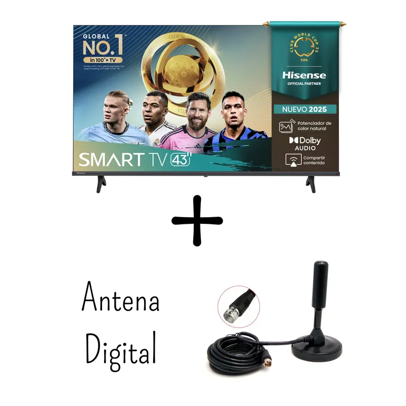 HISENSE - Televisor Hisense 43 Pulgadas FHD VIDAA 43A4NV + Antena Digital (Modelo 2025)