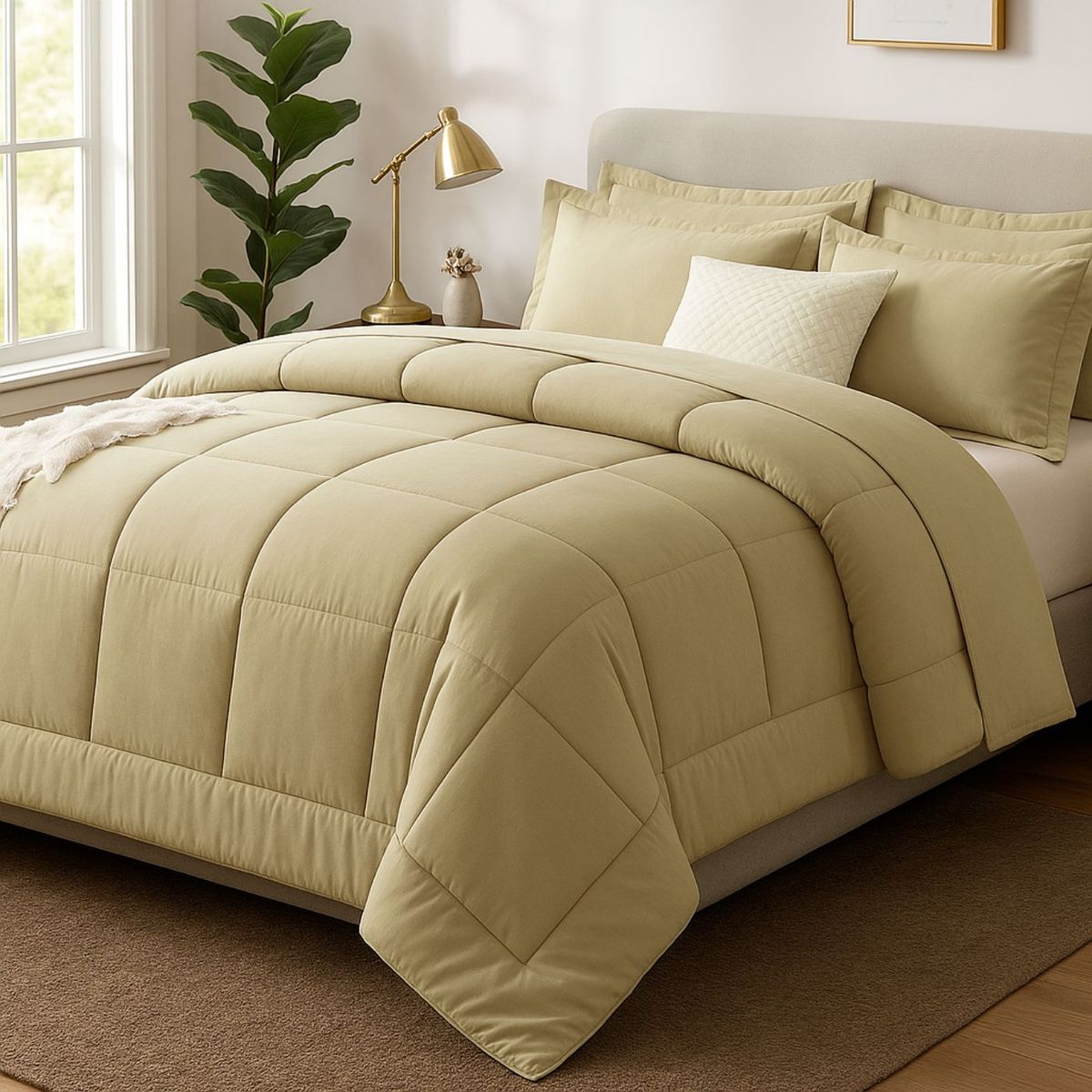 GENERICO - EDREDON KING COOZY SET CUADROS PERU PIMA + FUNDAS DE ALMOHADA