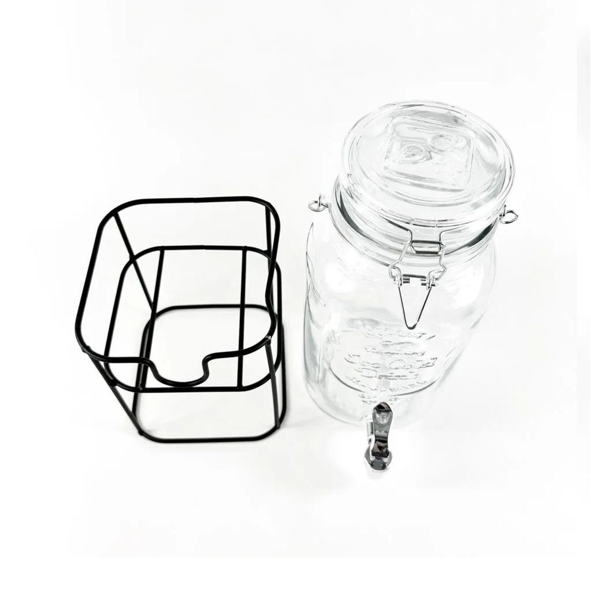 ICHIMATSU - Dispensador de Vidrio para Bebidas de 3.8 Litros + Soporte Metálico