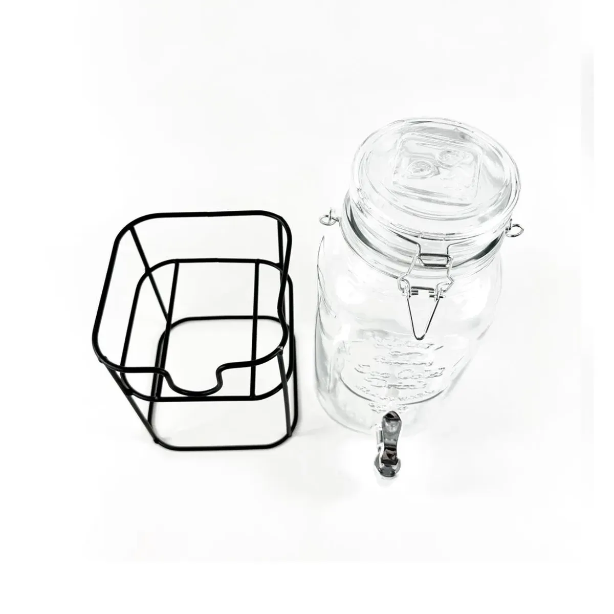 ICHIMATSU - Dispensador de Vidrio para Bebidas de 3.8 Litros + Soporte Metálico