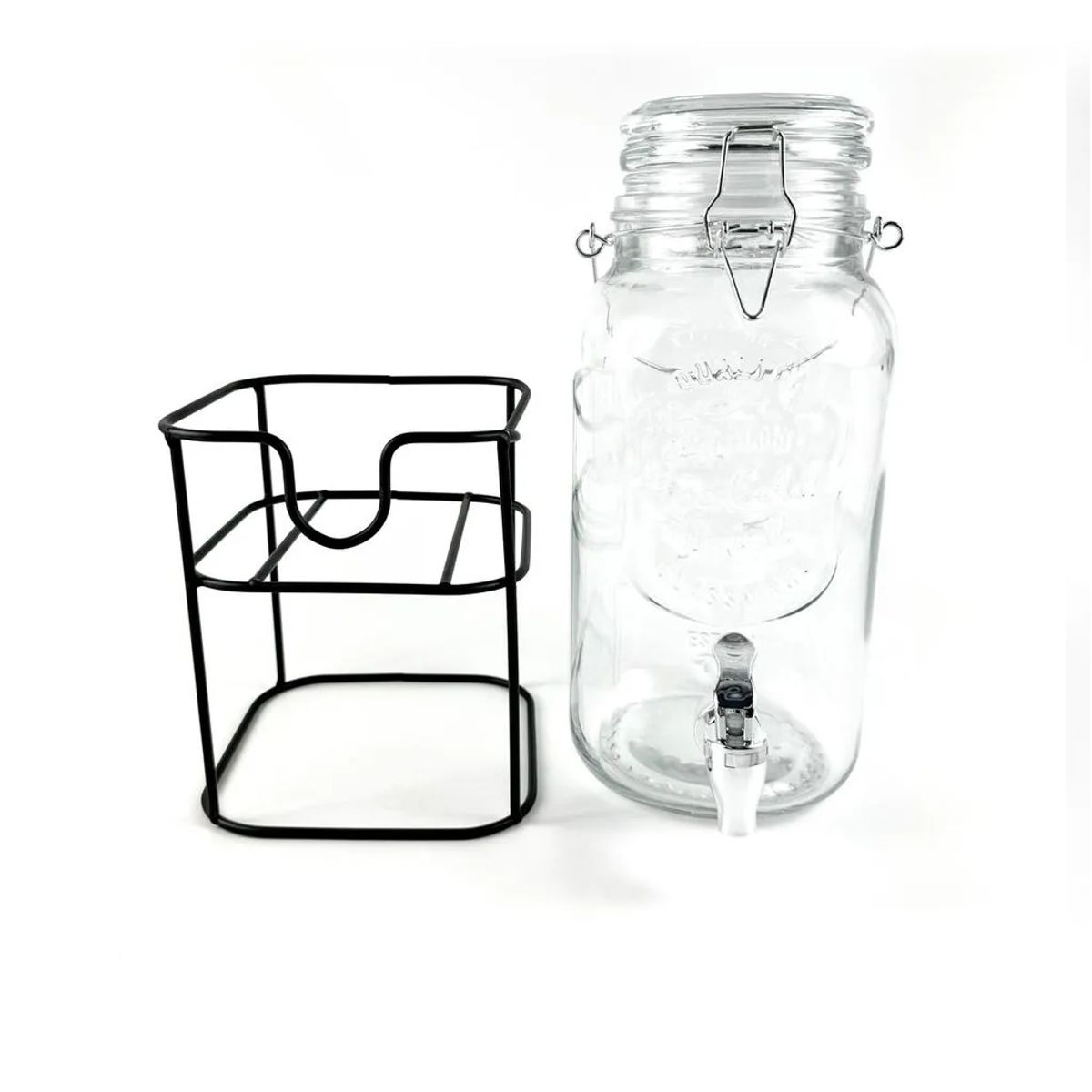 ICHIMATSU - Dispensador de Vidrio para Bebidas de 3.8 Litros + Soporte Metálico