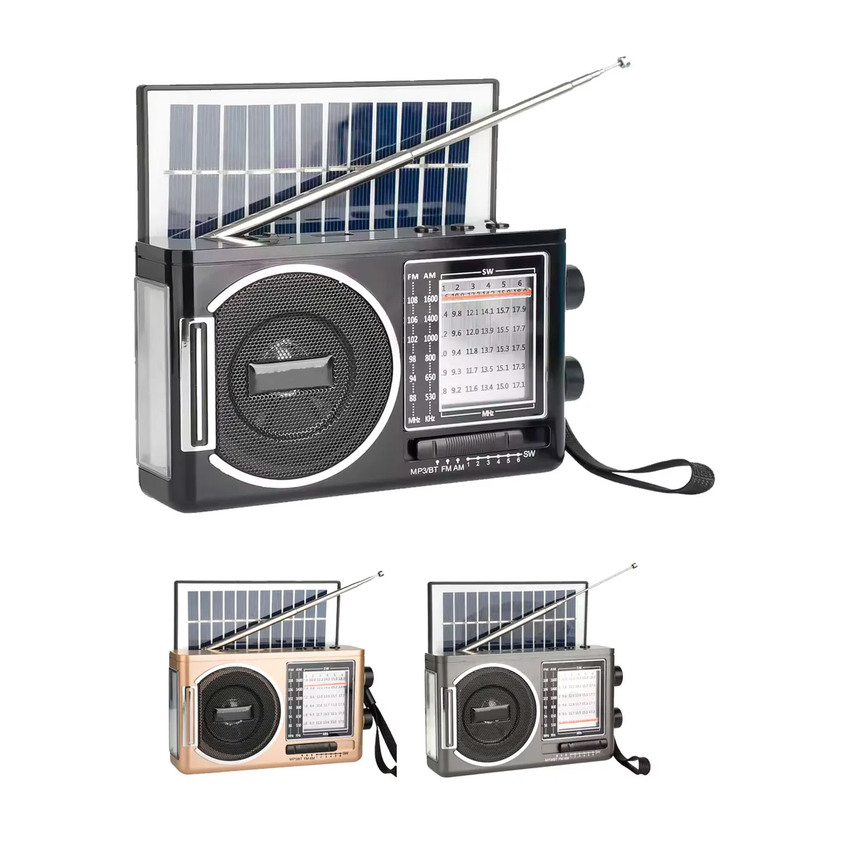 GENERICO - Radio KTF-1646 Portátil Panel Solar Linterna Bluetooth Multibanda