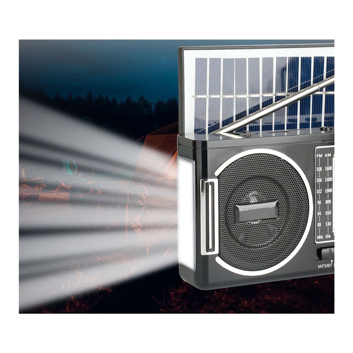 GENERICO - Radio KTF-1646 Portátil Panel Solar Linterna Bluetooth Multibanda