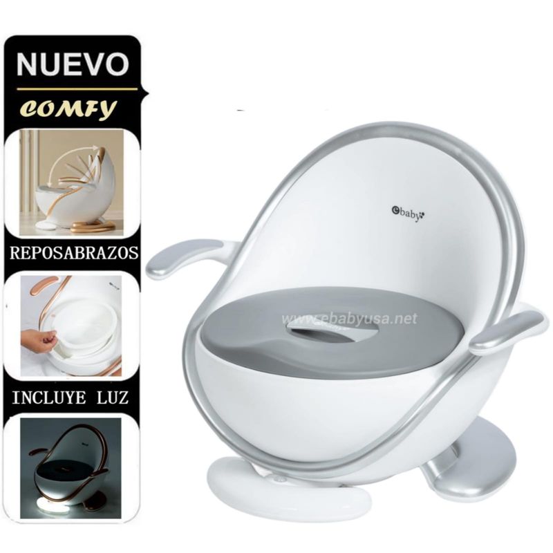 EBABY - Bacín Entrenador COMFY con luces y accesorio removible PLOMO