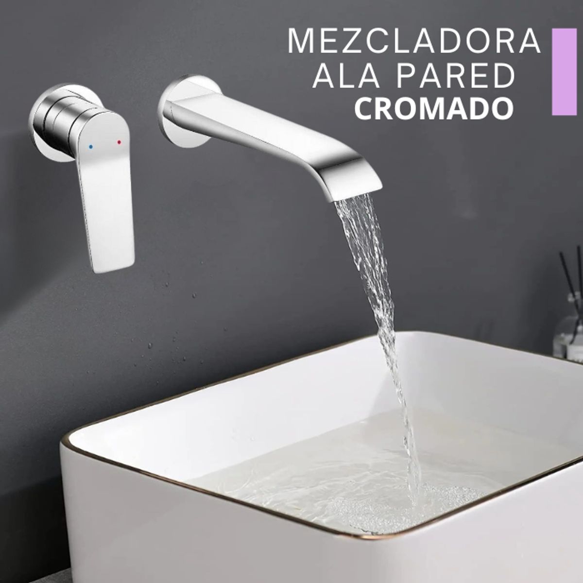 XM - MEZCLADORA MONOCOMANDO DE LAVATORIO A PARED CROMADO M7400
