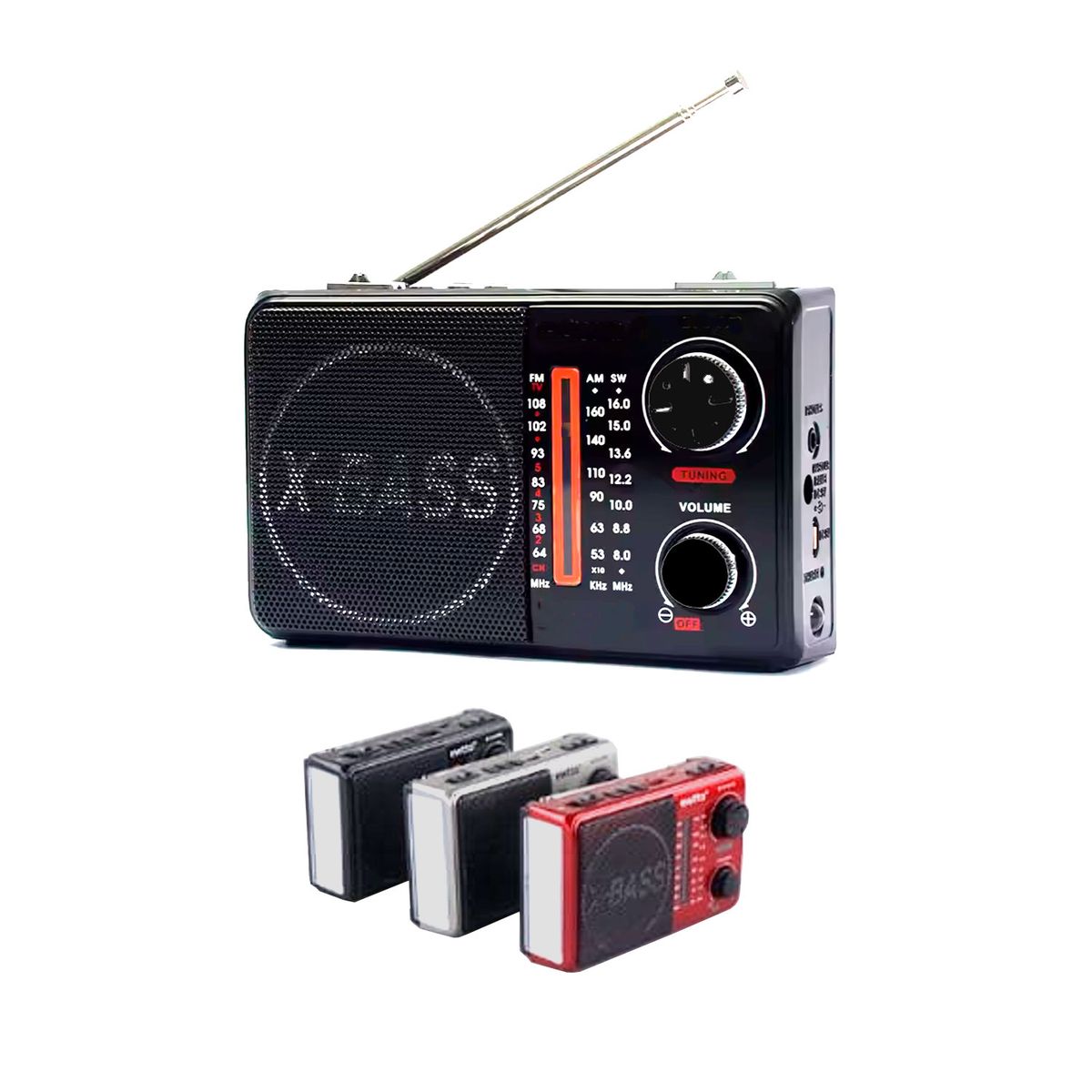 EWTTO - Radio Ewtto ET-R1477B Bluetooth Recargable con Doble Linterna