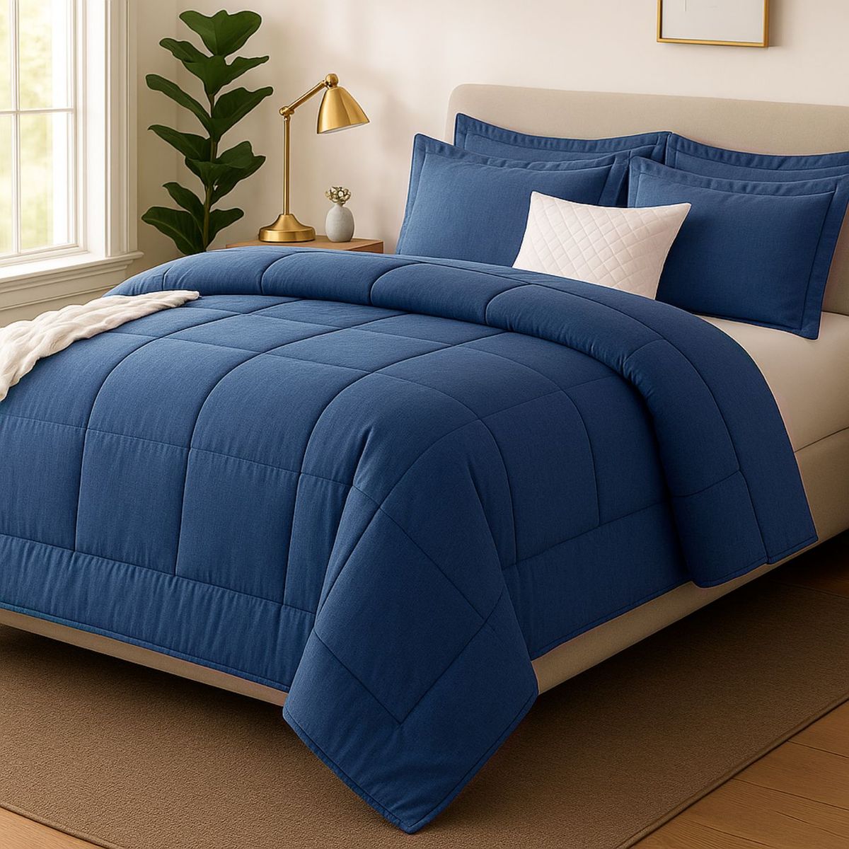 GENERICO - EDREDON QUEEN COOZY SET CUADROS PERU PIMA + FUNDAS DE ALMOHADA