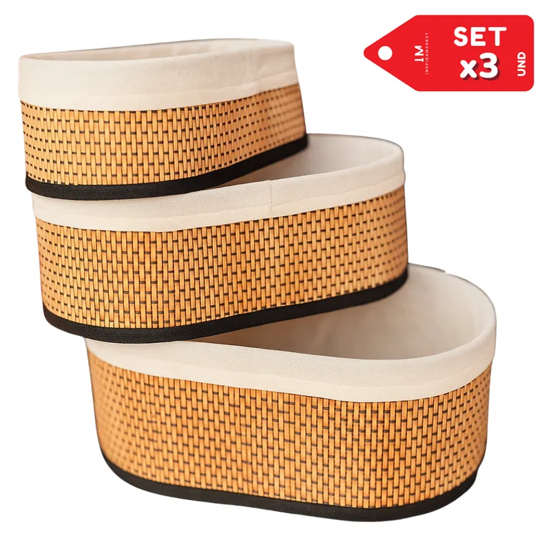 INSPIRA MARKET - Canasta Cesto Organizador caja organizadora OVAL Set x3