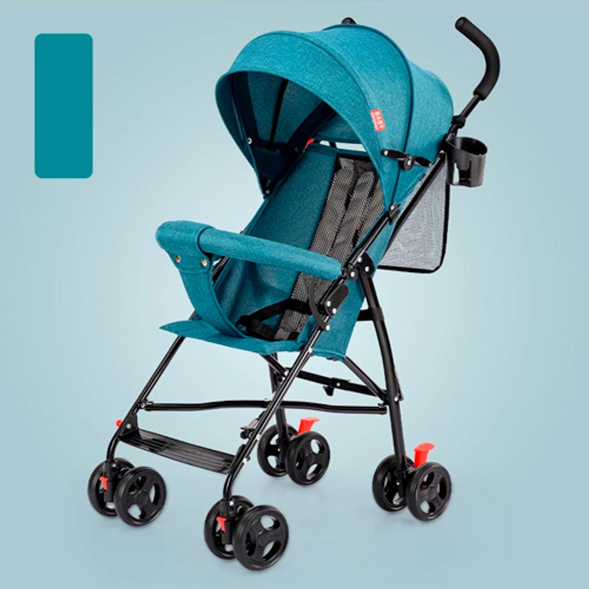 GENERICO - Coche Baston tipo Paraguas Liviano plegable Celeste