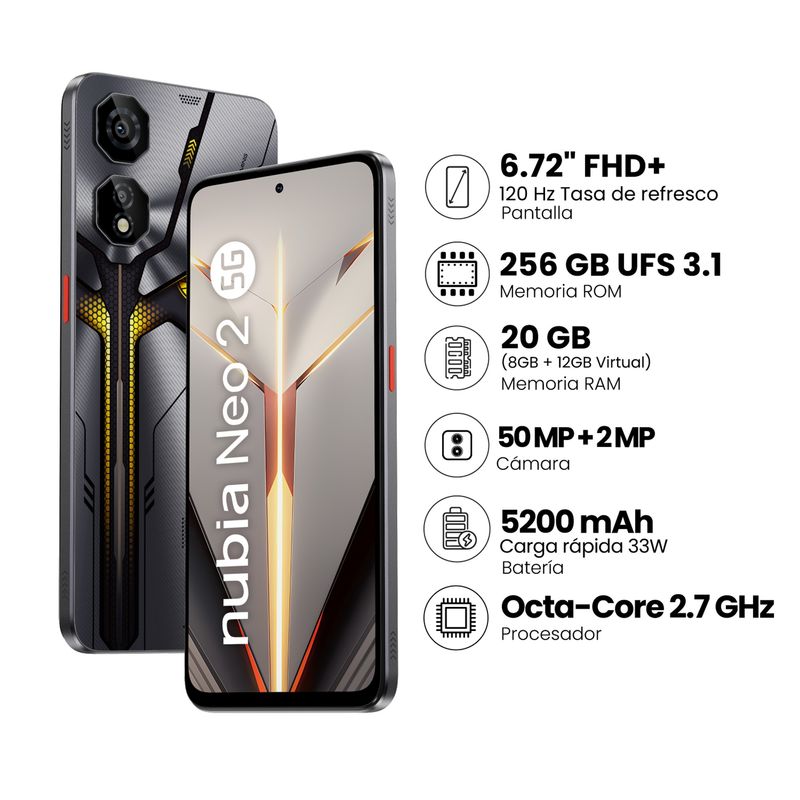 ZTE - ZTE NUBIA NEO 2 5G 8GB+256GB - GRIS