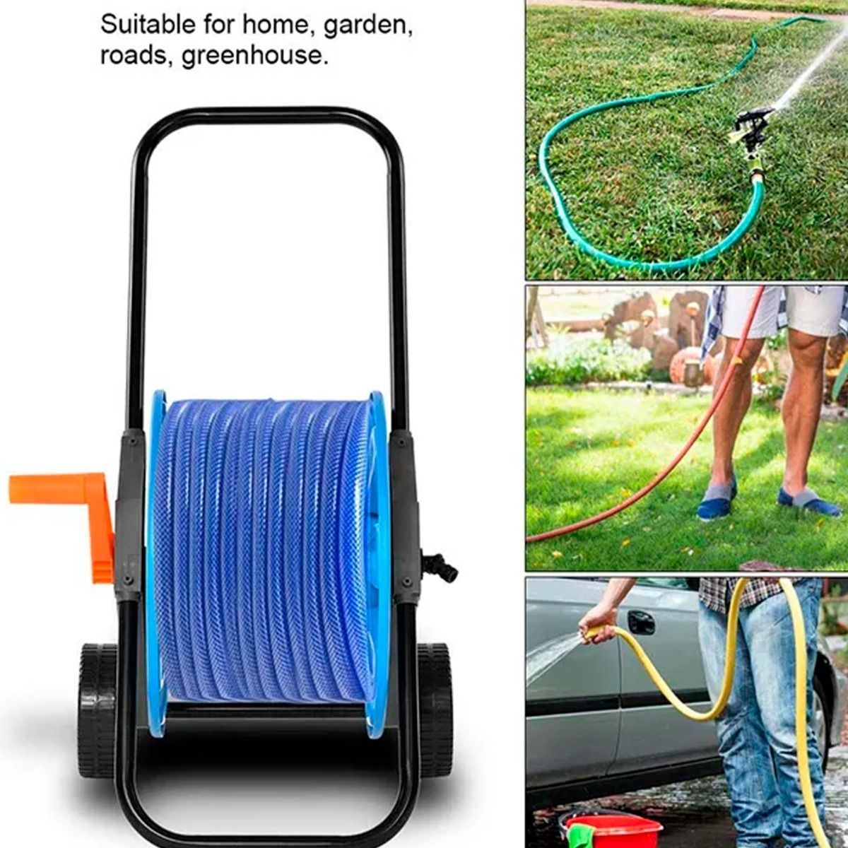 QUICK - Carro Porta Manguera Capacidad 50 Mts Riego Jardín
