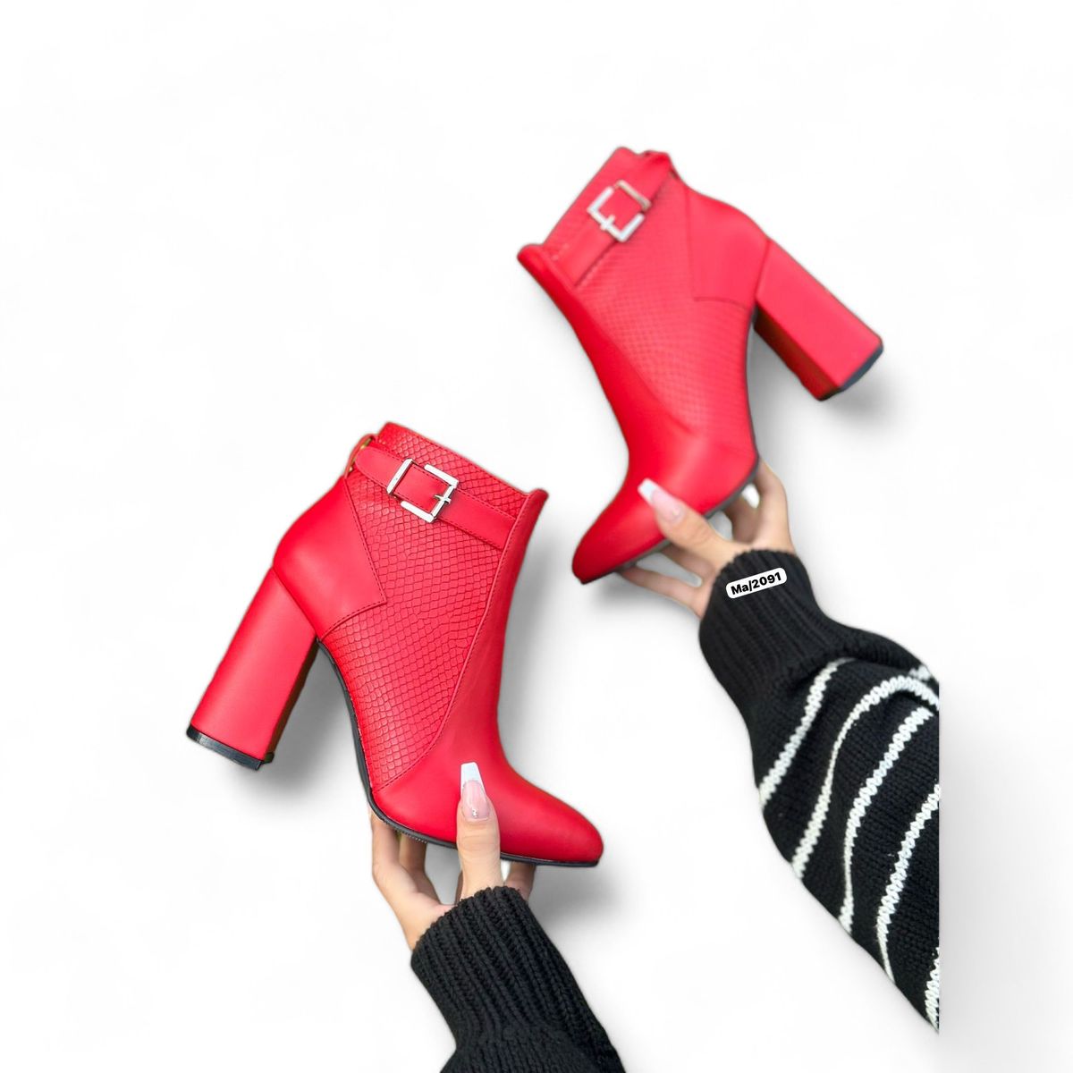 GENERICO - botín mujer casual labrado2091l-60 taco 9