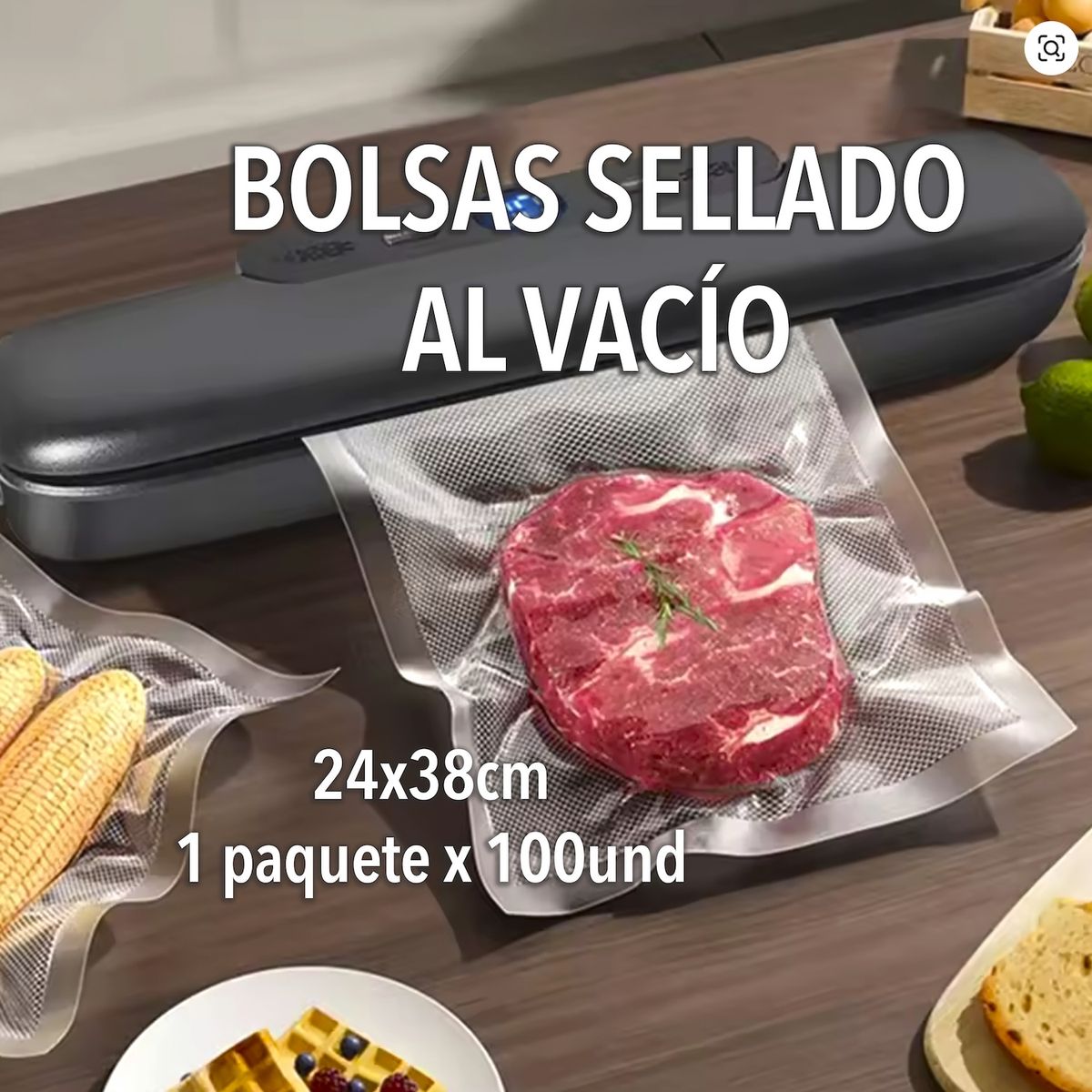 SM - BOLSAS DE SELLADO AL VACIO CORTADAS X100 UNDS 24X38CM