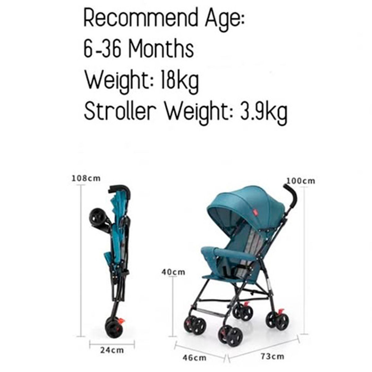 GENERICO - Coche Baston tipo Paraguas Liviano plegable Rojo