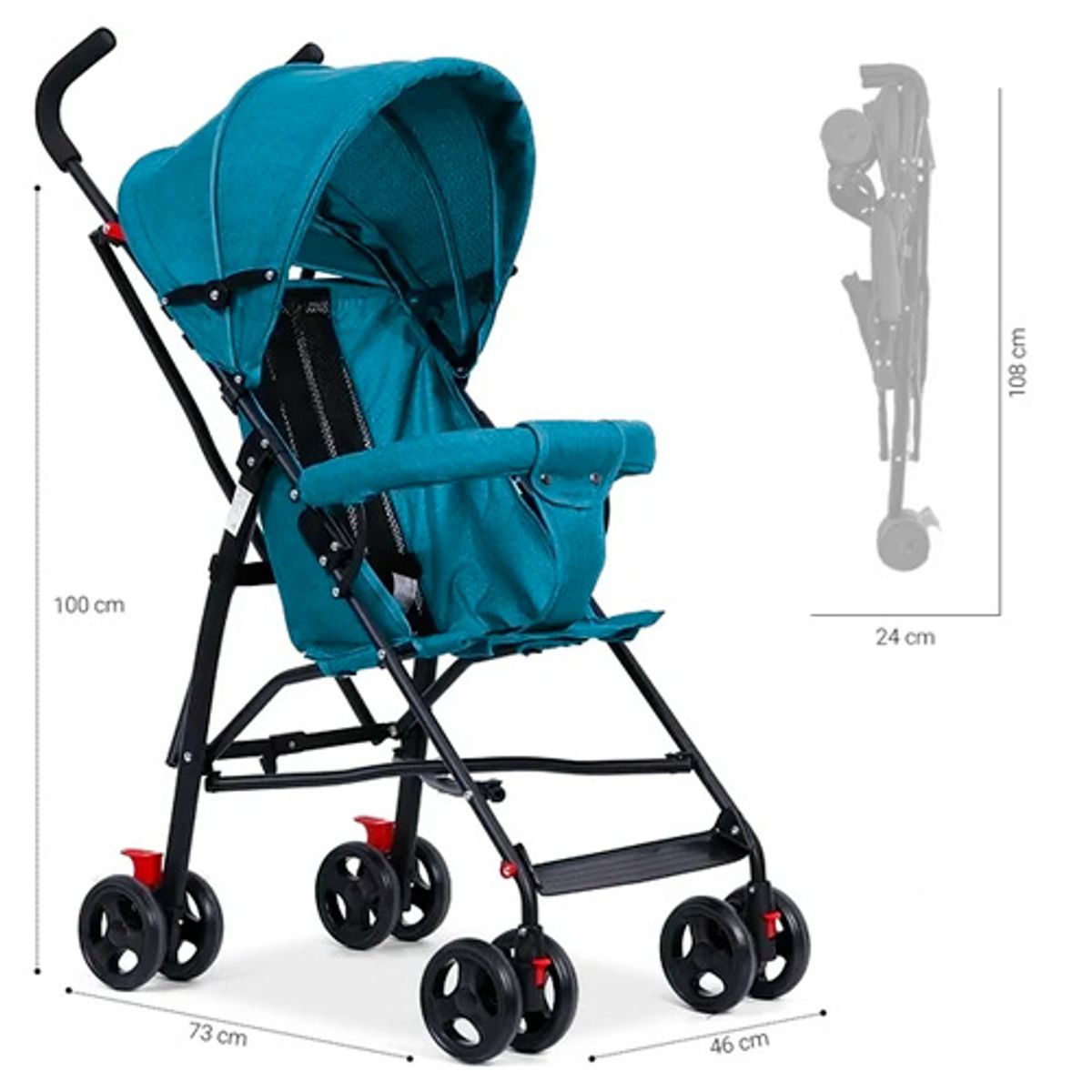 GENERICO - Coche Baston tipo Paraguas Liviano plegable Celeste