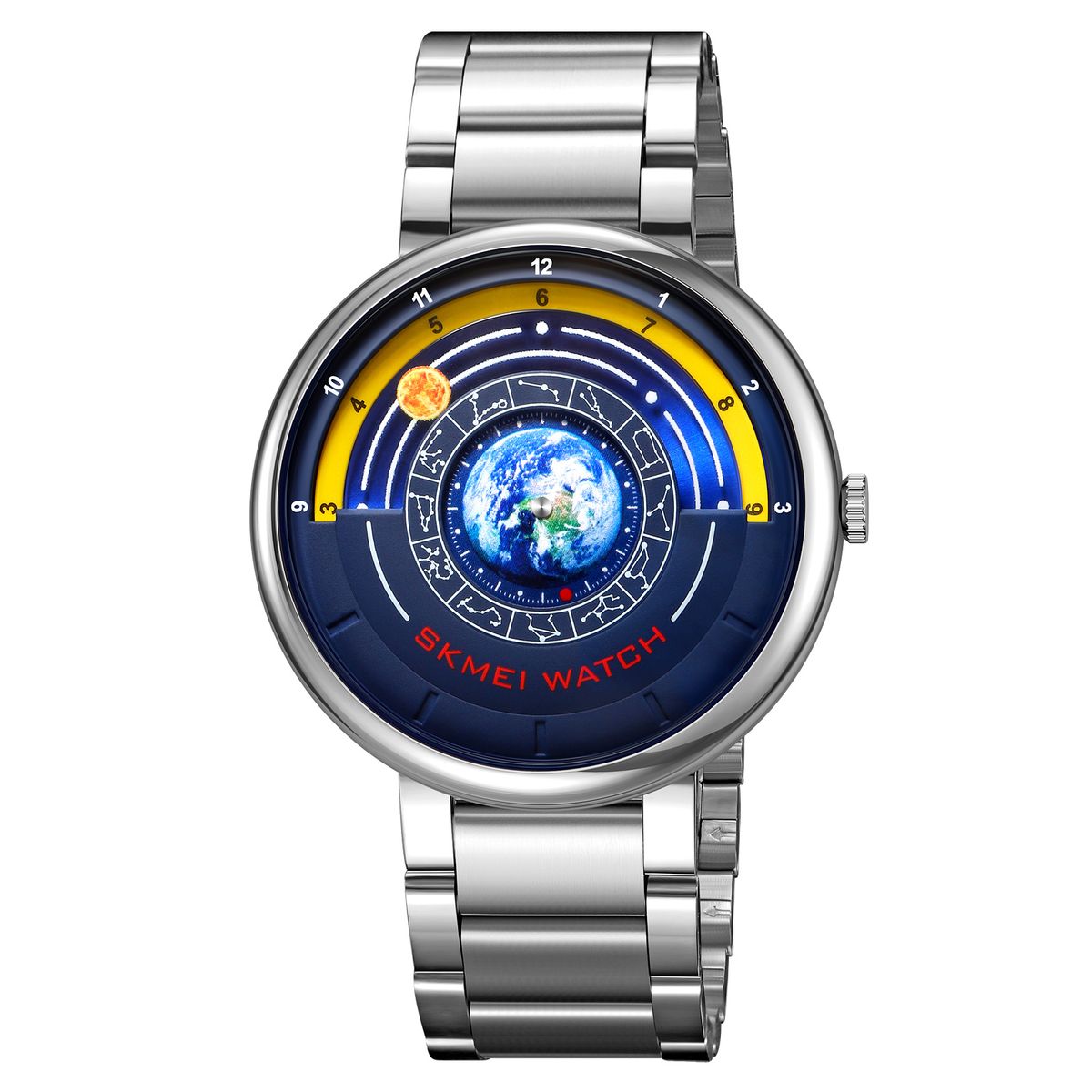 SKMEI - Reloj Skmei 2361 GALAXY Mundo Constelación Plateado Correa Acero