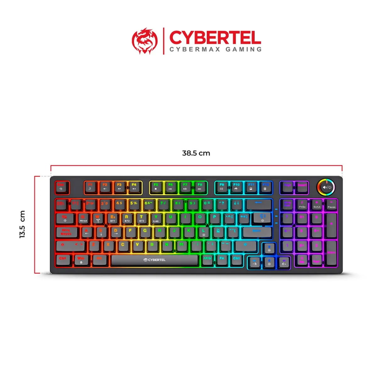 CYBERTEL - Teclado Cybertel Striker CBX K1008-3M RGB Mecánico Wireless Bluetooth