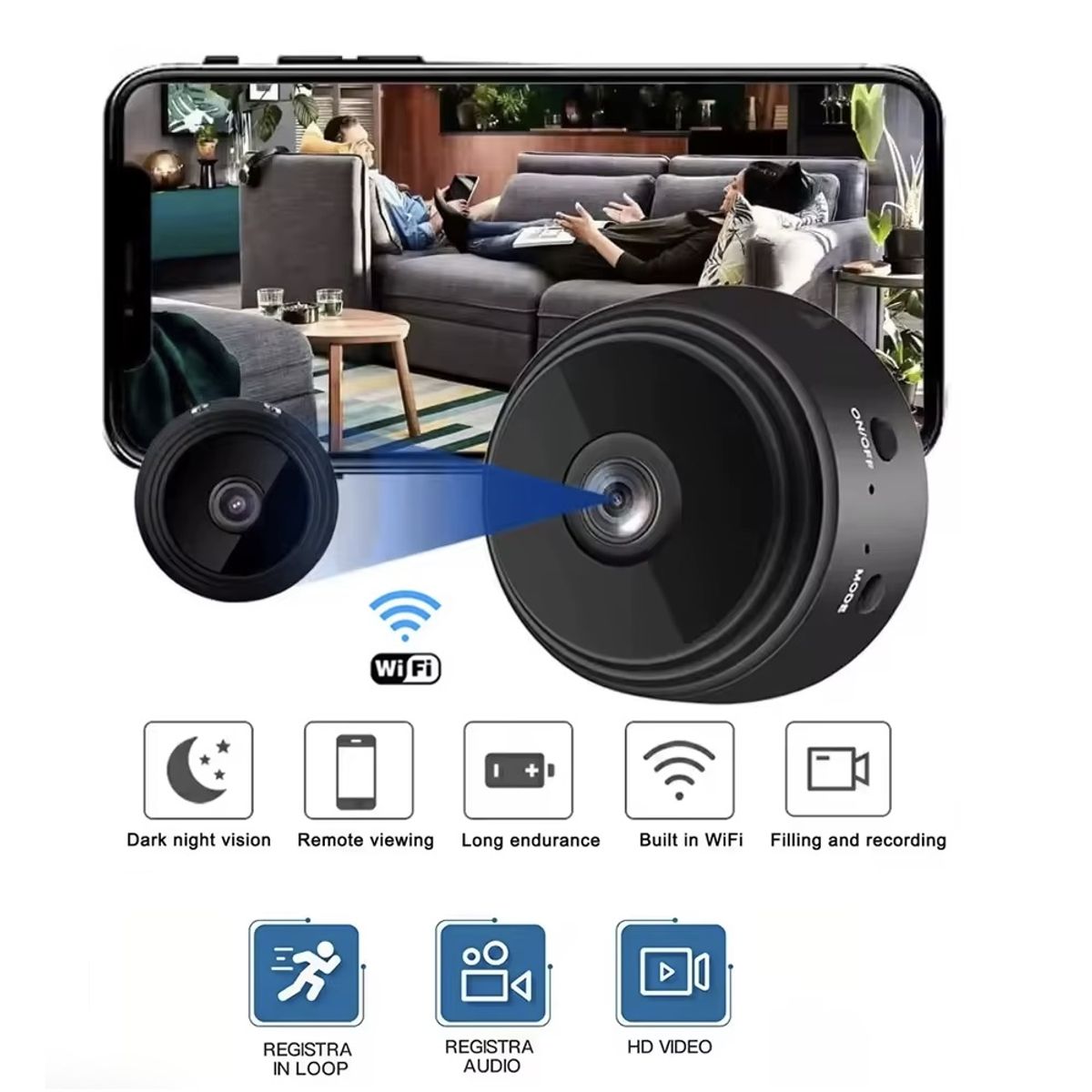 OEM - Camara A9 mini camara wifi Audio ranura microSD HD
