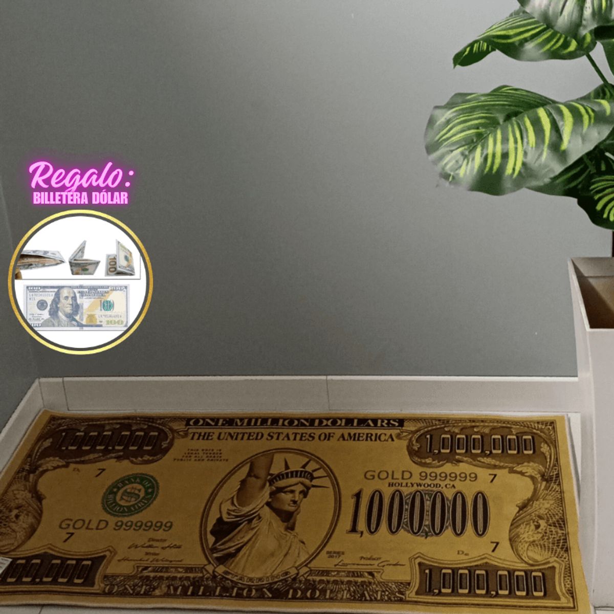 GENERICO - Tapete Alfombra DÓLAR 120cm x 60 cm + Regalo Billetera Dólar