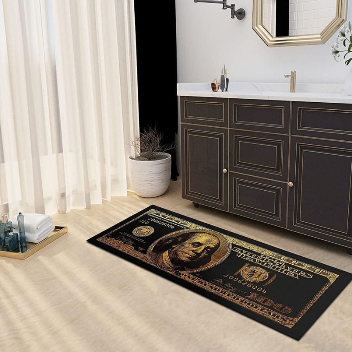 GENERICO - Alfombras Tapetes DÓLAR 120cm x 60 cm + Regalo Billetera Dólar