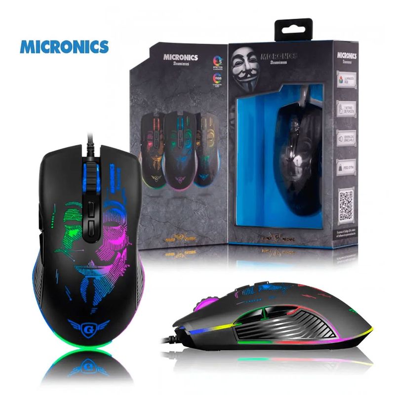 MICRONICS - Mouse Gamer Anonimus MIC GM859 Negro