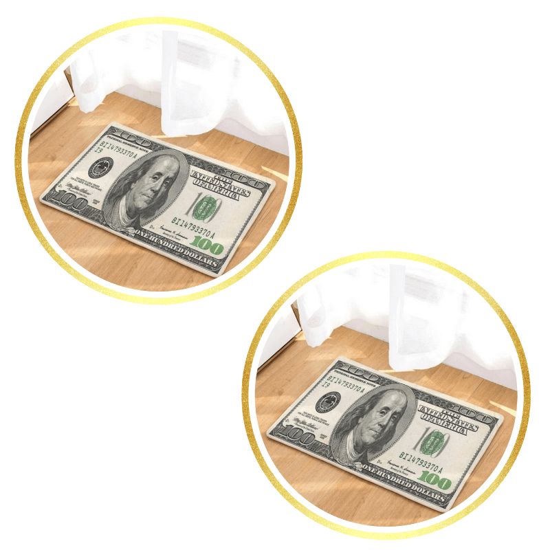 GENERICO - 2 Alfombras con Estampado de Billete de 100 Dólares 60cm * 40cm