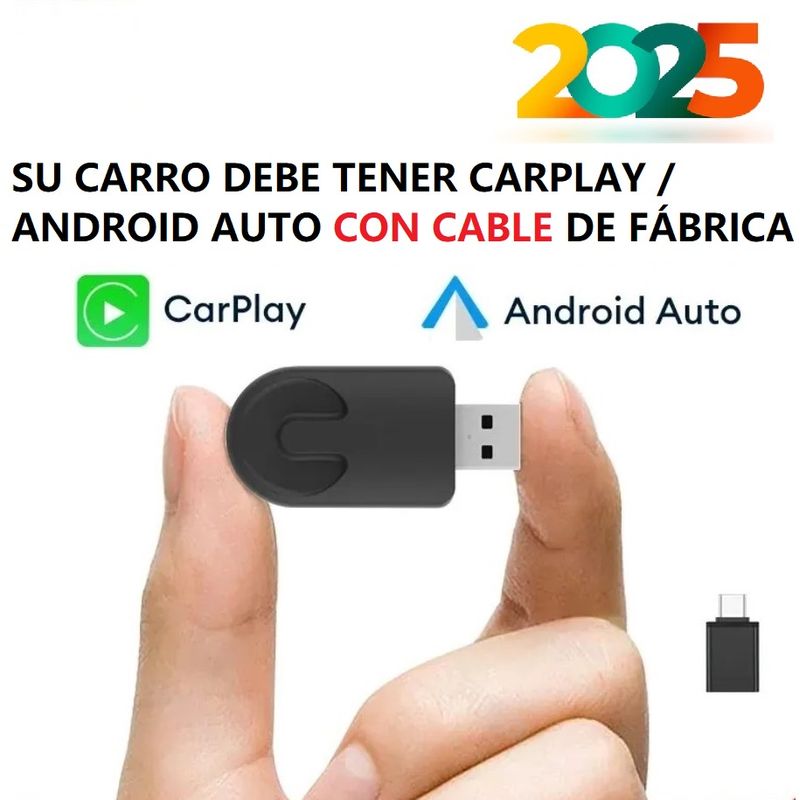 GENERICO - Adaptador inalámbrico Android auto y Apple Carplay 2 en 1 MINI