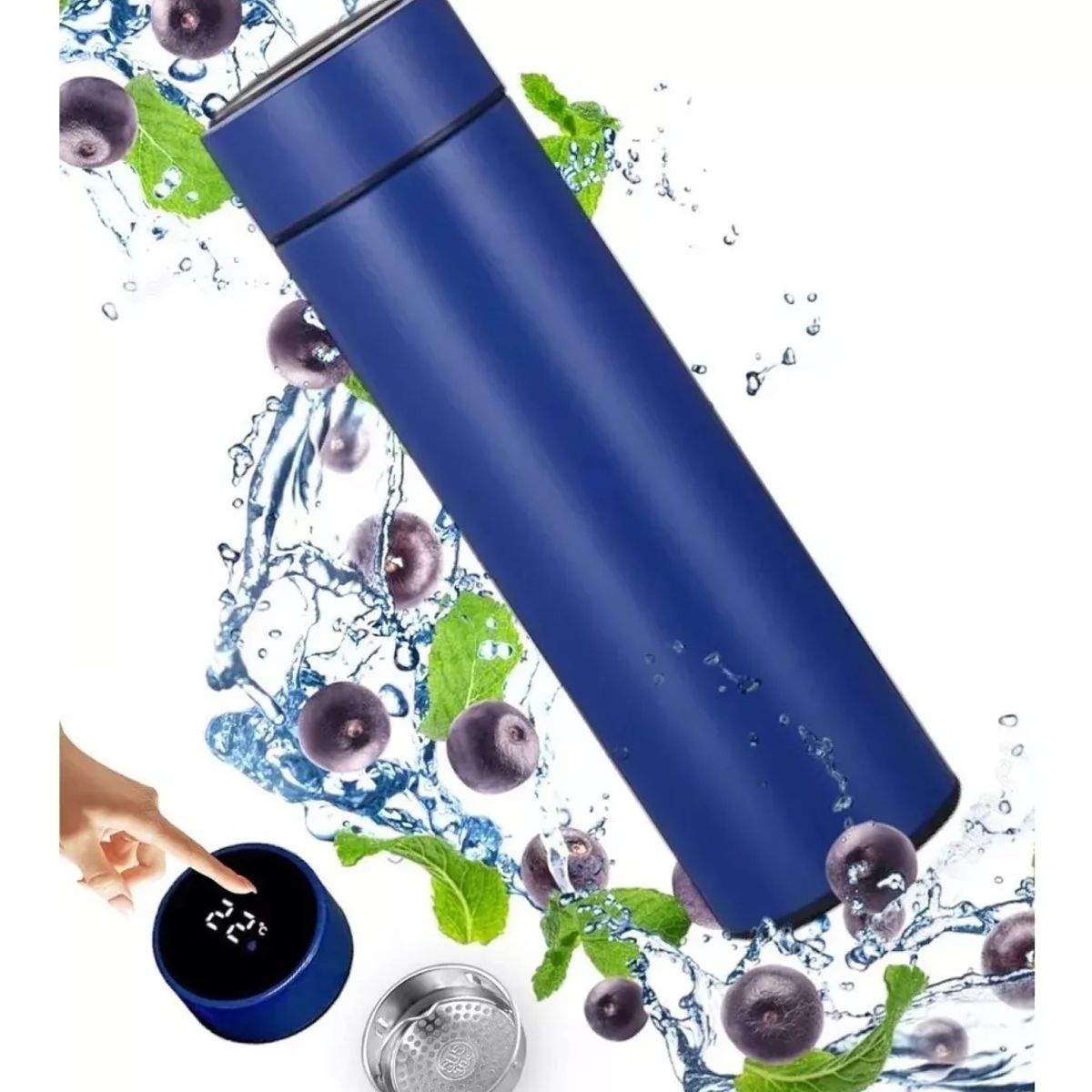 GENERICO - TERMO LED DIGITAL SMART TACTIL CONTROL DE TEMPERATURA ACERO INOXIDABLE AZUL