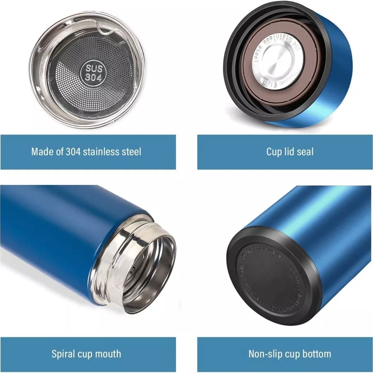 GENERICO - TERMO LED DIGITAL SMART TACTIL CONTROL DE TEMPERATURA ACERO INOXIDABLE AZUL