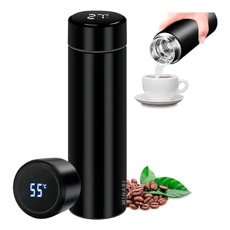 GENERICO - TERMO LED DIGITAL SMART TACTIL CONTROL DE TEMPERATURA ACERO INOXIDABLE NEGRO