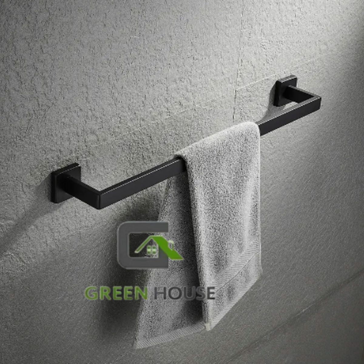 GREEN HOUSE - TOALLERO NEGRO MATE CUADRADO 60CM