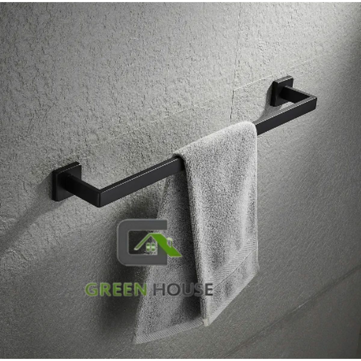GREEN HOUSE - TOALLERO NEGRO MATE CUADRADO 60CM