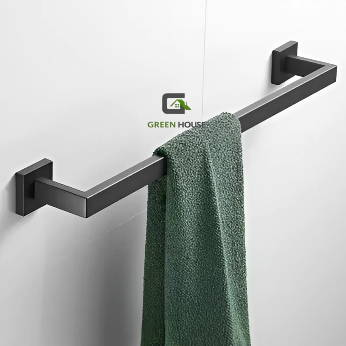 GREEN HOUSE - TOALLERO NEGRO MATE CUADRADO 60CM