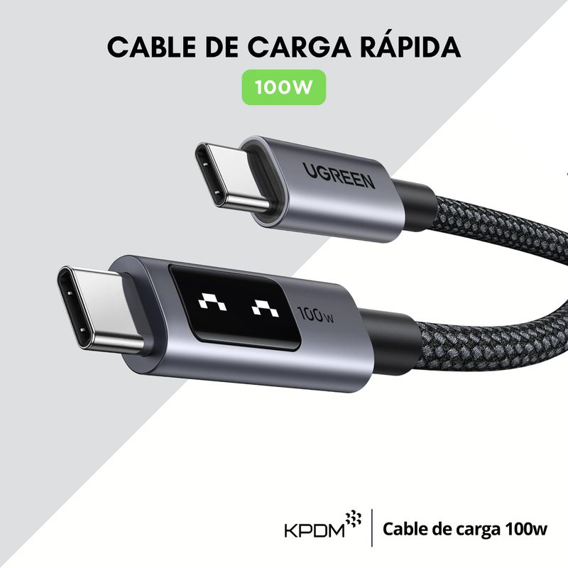 GENERICO - Cable de carga rápida 100w con pantalla LED USB-C a USB-C
