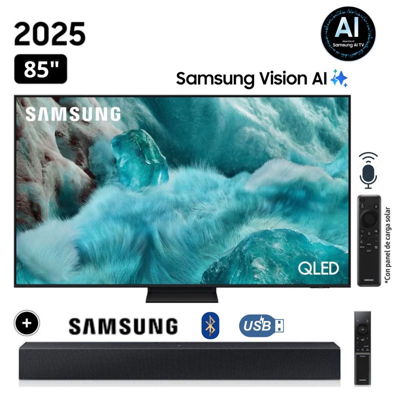 SAMSUNG - Televisor Samsung QLED 85 Visión AI Smart TV QN85Q7F5AGXPE + Soundbar HW C400